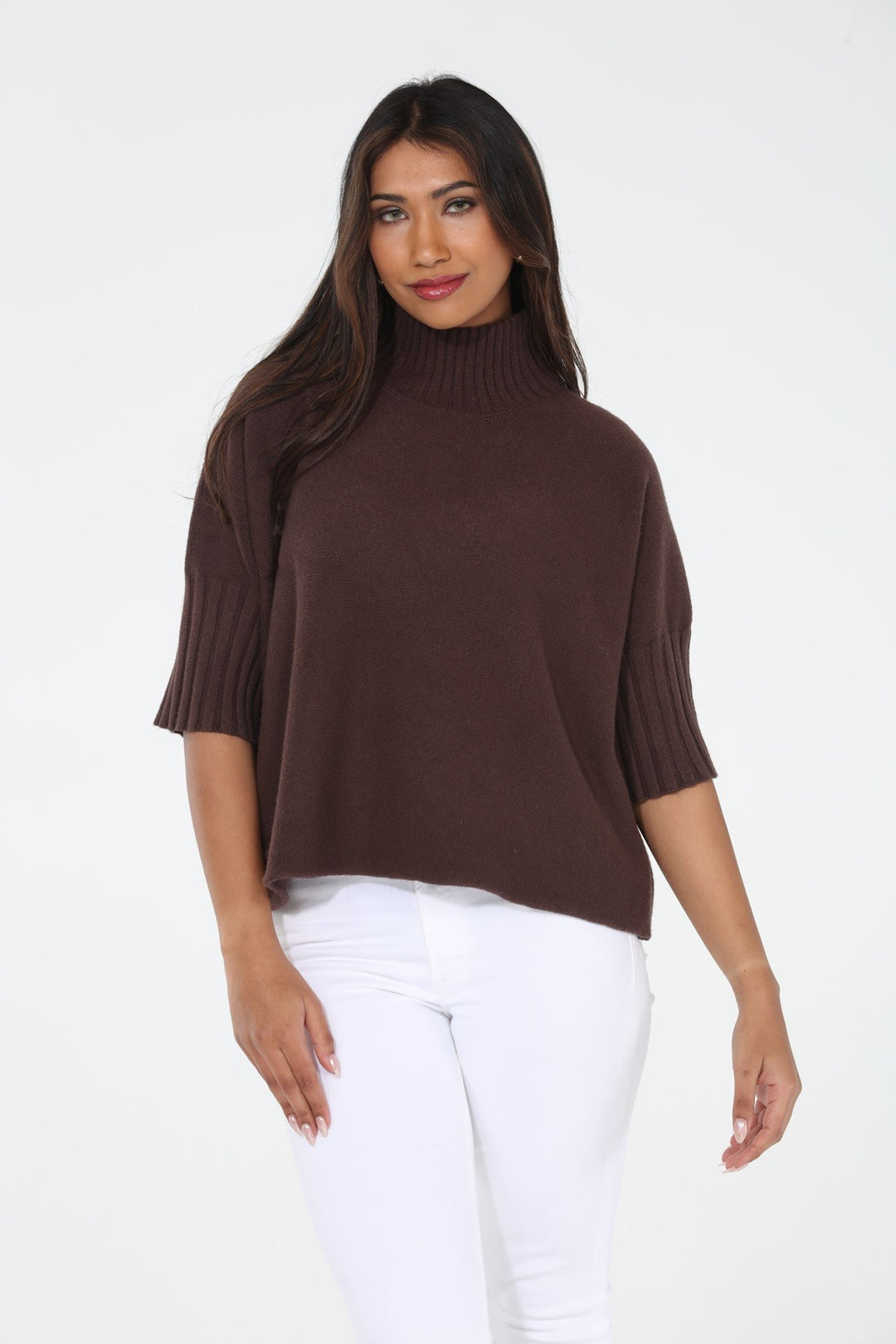 The Maple Turtleneck Sweater in Chocolate Brown