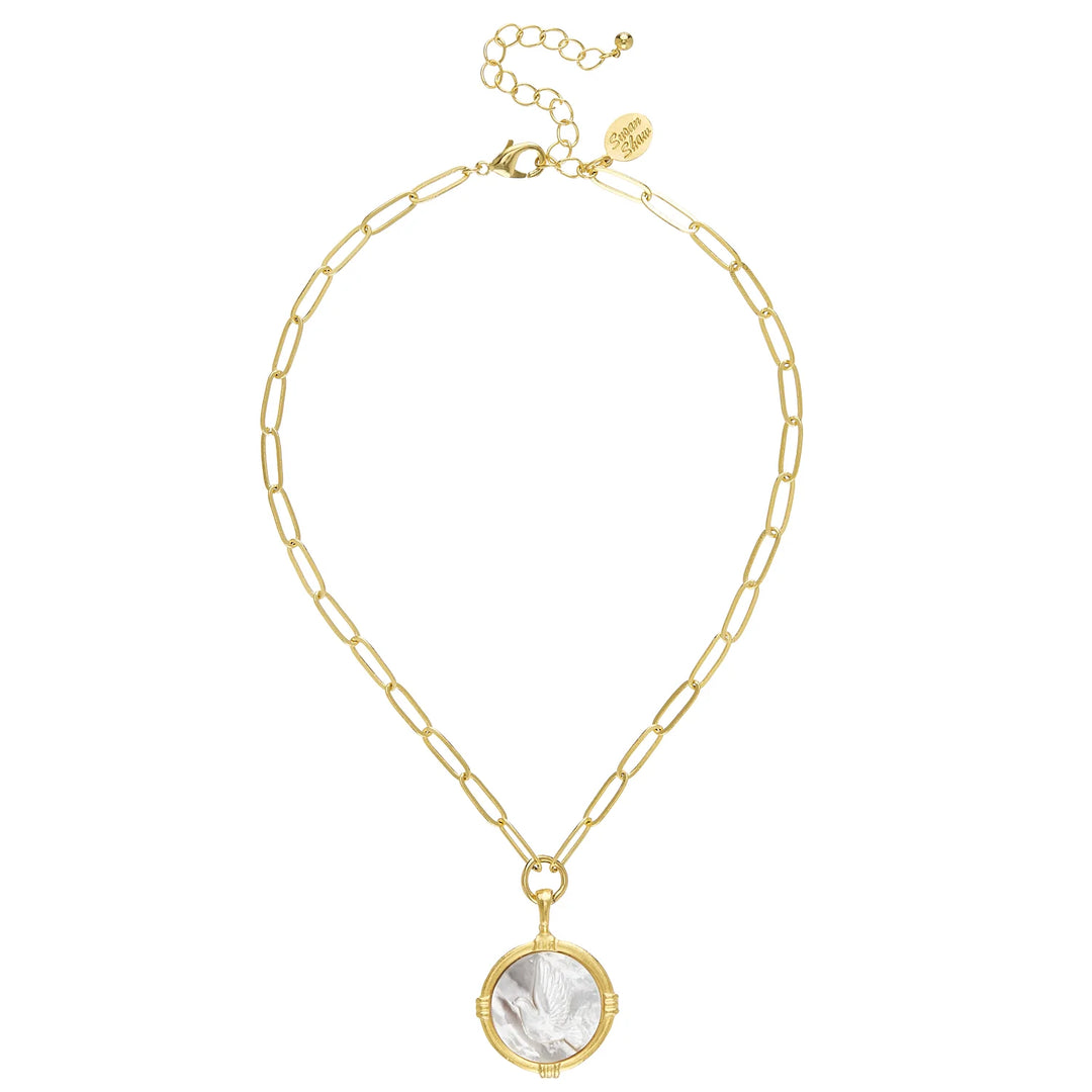 Susan Shaw Ida Engraved Dove Necklace