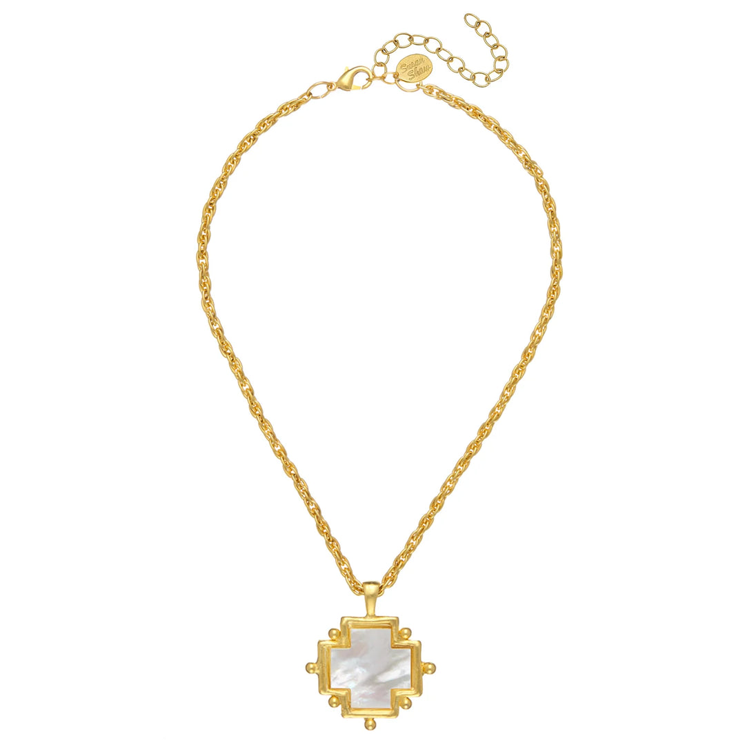 Susan Shaw Mother of Pearl Cross Necklace