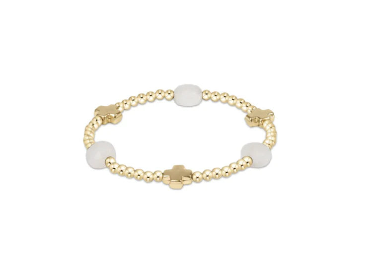 Enewton Signature Cross Admire Gold Pattern 3mm Bead Bracelet- Moonstone
