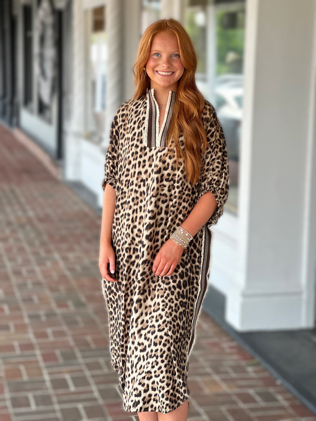 Waiting For Me Midi Animal Print Dress
