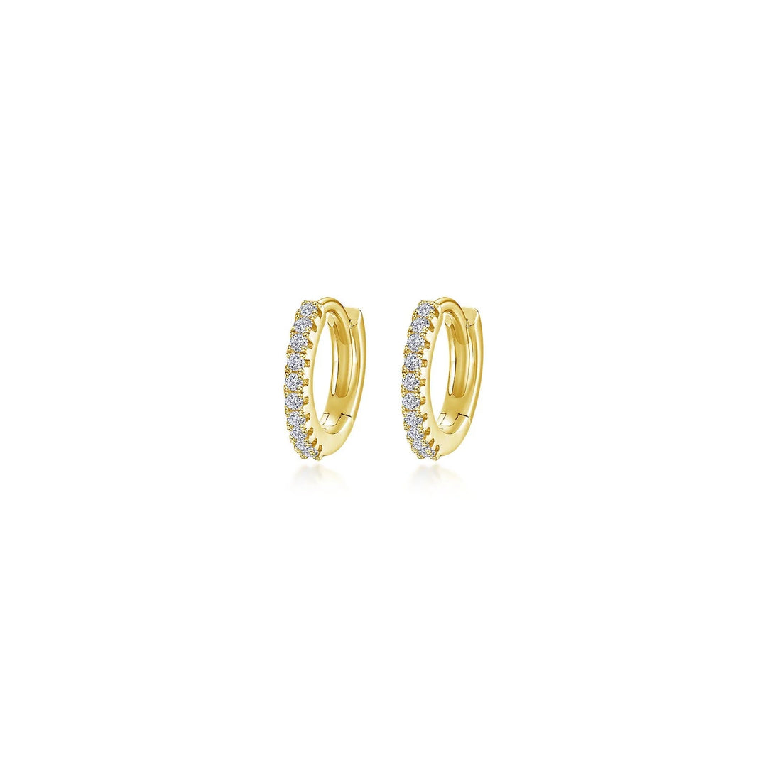 Lafonn 13.5mm Gold Pave Huggie Hoop Earrings