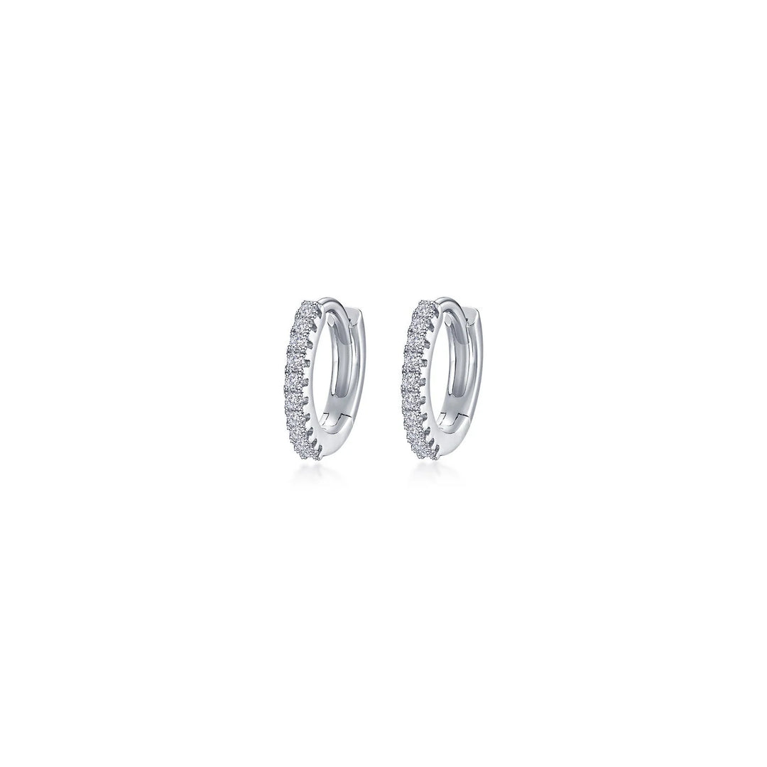 Lafonn 13.5mm Silver Pave Huggie Hoop Earrings