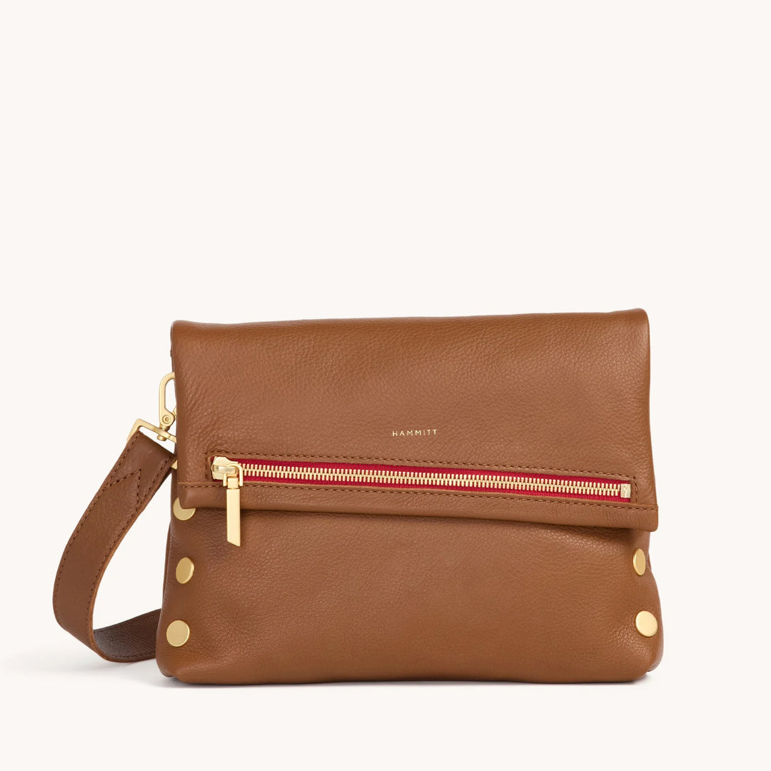 Hammitt VIP-Med Clutch in Mahogany Pebble/ Brushed Gold