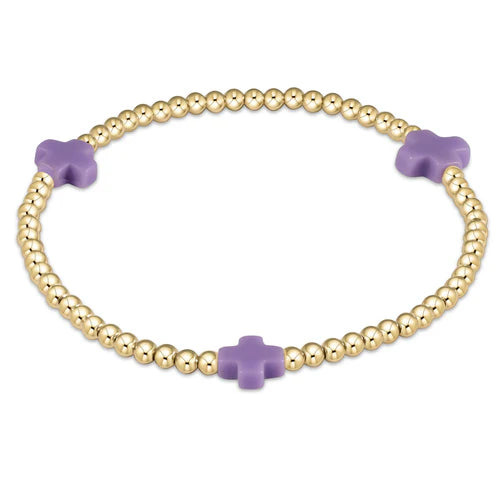 Enewton Signature Cross Gold Pattern 3mm Bead Bracelet- Purple