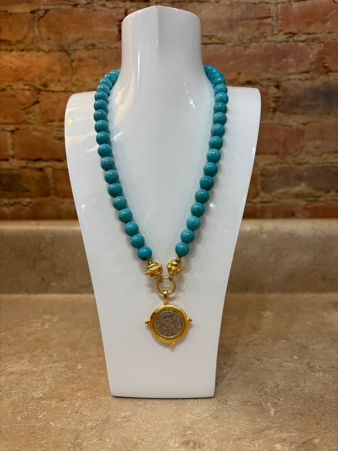 Susan Shaw Gold, Silver & Turquoise Necklace