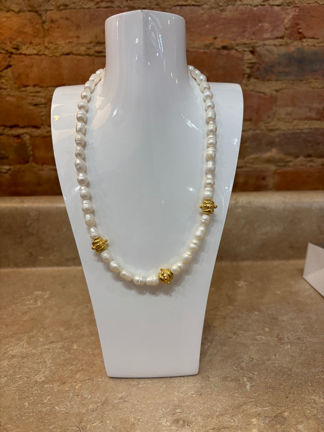 Susan Shaw Gold + Pearl Chocker Necklace