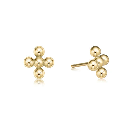Enewton Classic Beaded Signature Cross Stud- 4mm Bead Gold