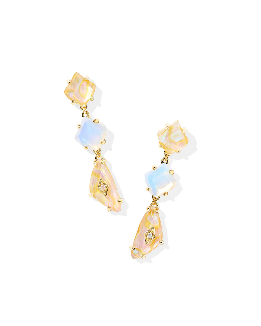 Kendra Scott Bianca Gold Linear Earrings in Iridescent White Mix