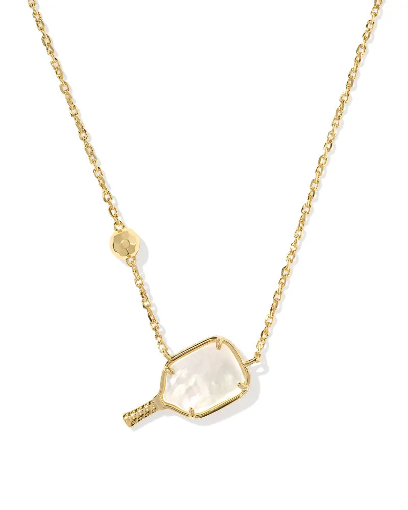 Kendra Scott Pickleball Short Pendant Necklace in Gold Ivory Mother of Pearl