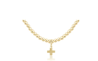 enewton 17" Choker Classic Gold 3mm Bead - Signature Cross Gold Charm