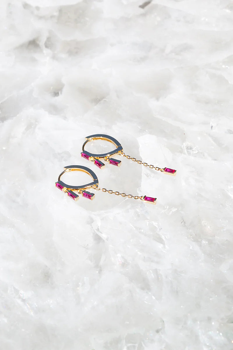 Native Gem Sparkler Huggies in Ruby