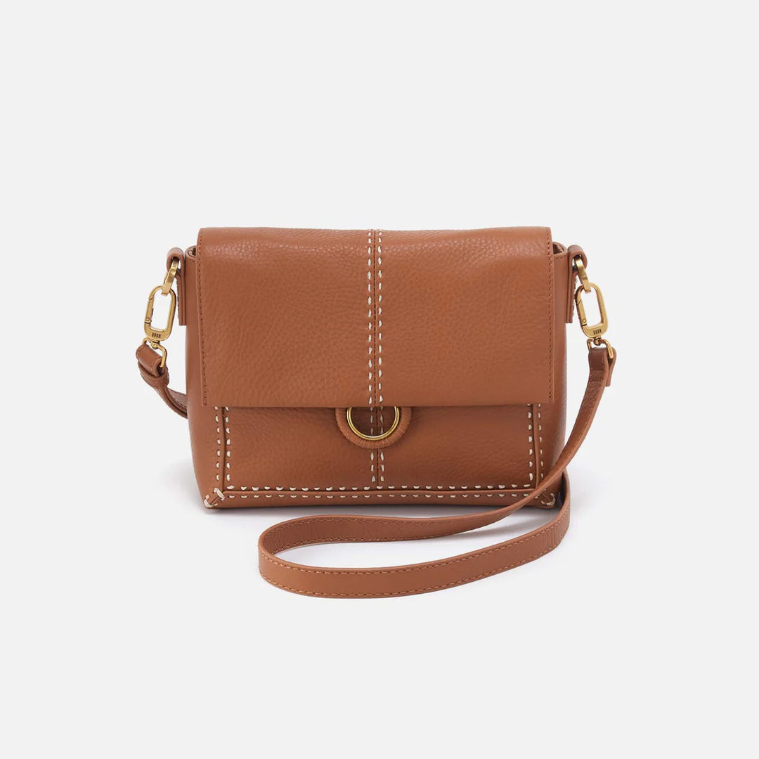 Hobo Austin Flap Crossbody Bag in Pebbled Leather | Warm Honey