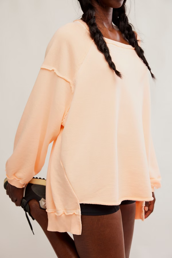 Free People Movement One To Beat Pullover Sweater in Pastel Peach