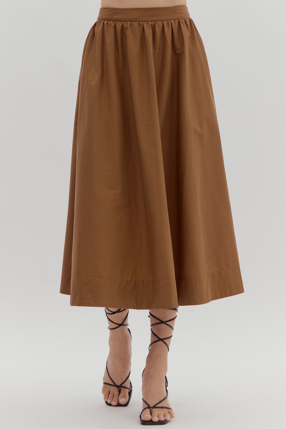 Honestly Me Brown Midi Skirt
