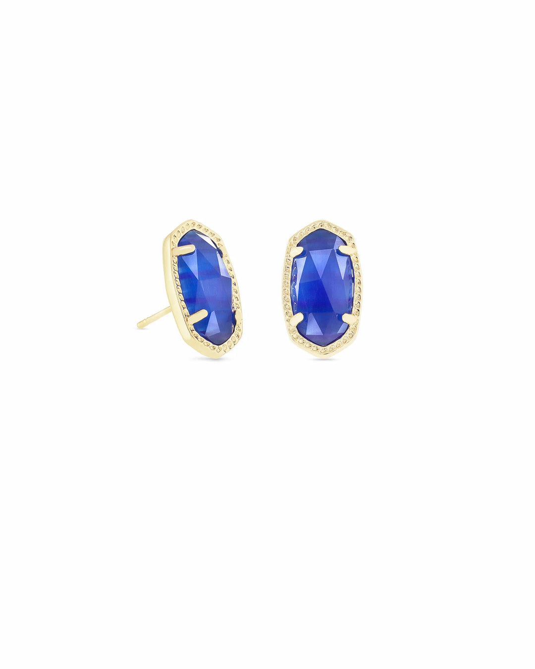 Kendra Scott Ellie Stud Earrings in Gold Cobalt Cats Eye