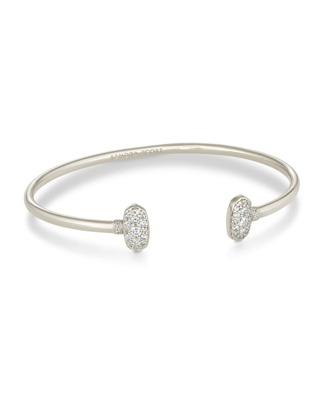 Kendra Scott Grayson Crystal Cuff Bracelet in Rhodium Metal White Crystal