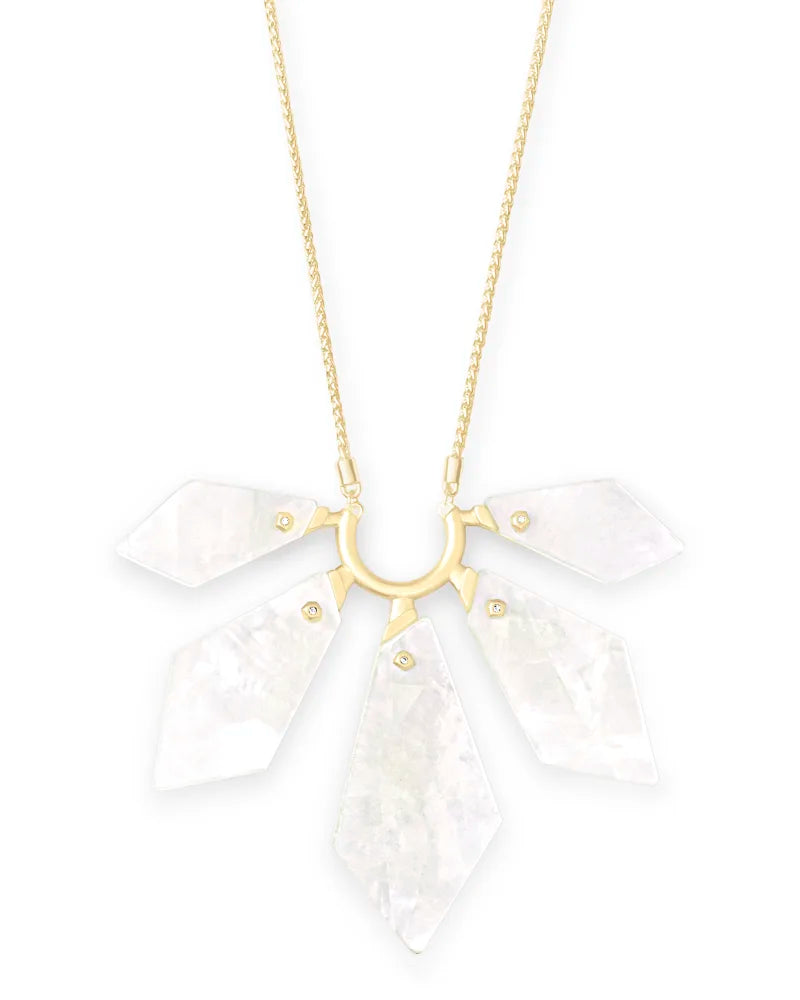 Kendra Scott Mari Long Pendant Necklace in Gold Ivory Mother of Pearl