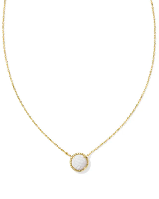 Kendra Scott Volleyball Pendant Necklace in Gold White Mother of Pearl