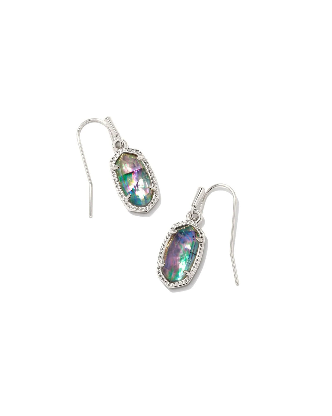 Kendra Scott Lee Silver Drop Earrings in Lilac Abalone