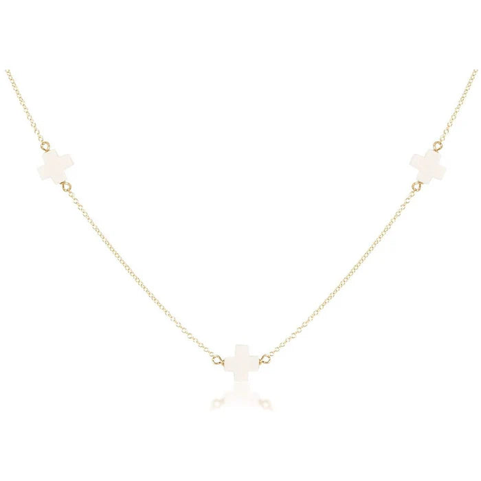 enewton design : 15" Choker Simplicity Chain Gold -White Cross