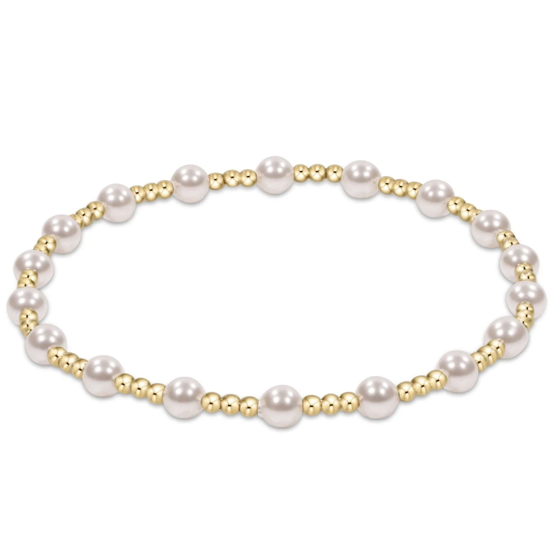 Enewton Egirl Classic Sincerity Pattern 4mm Bead Bracelet- Pearl