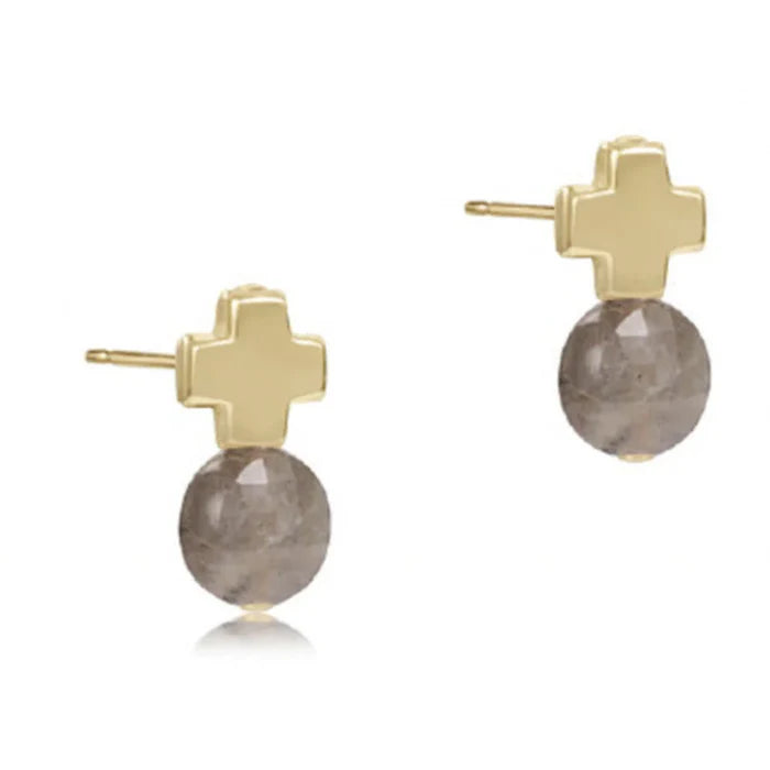 Enewton Signature Cross Gold Stud- Labradorite