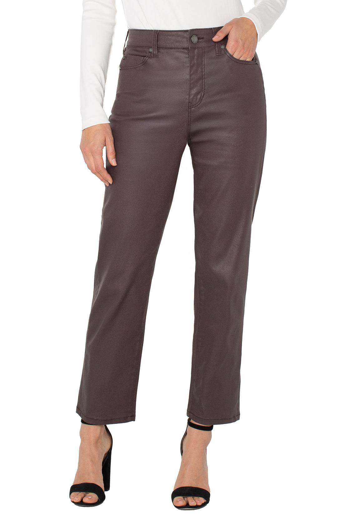 Liverpool Los Angeles Kennedy High Rise Crop Straight Pant in Raisin
