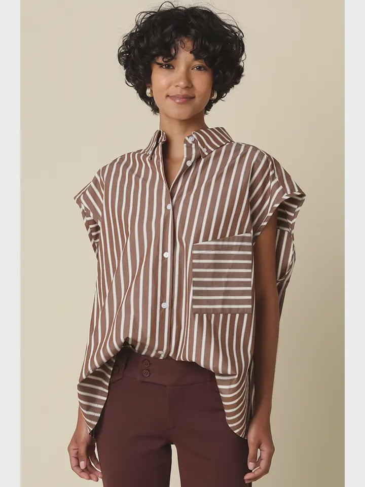 Hunter Stripe Oversized Shirt in Brown