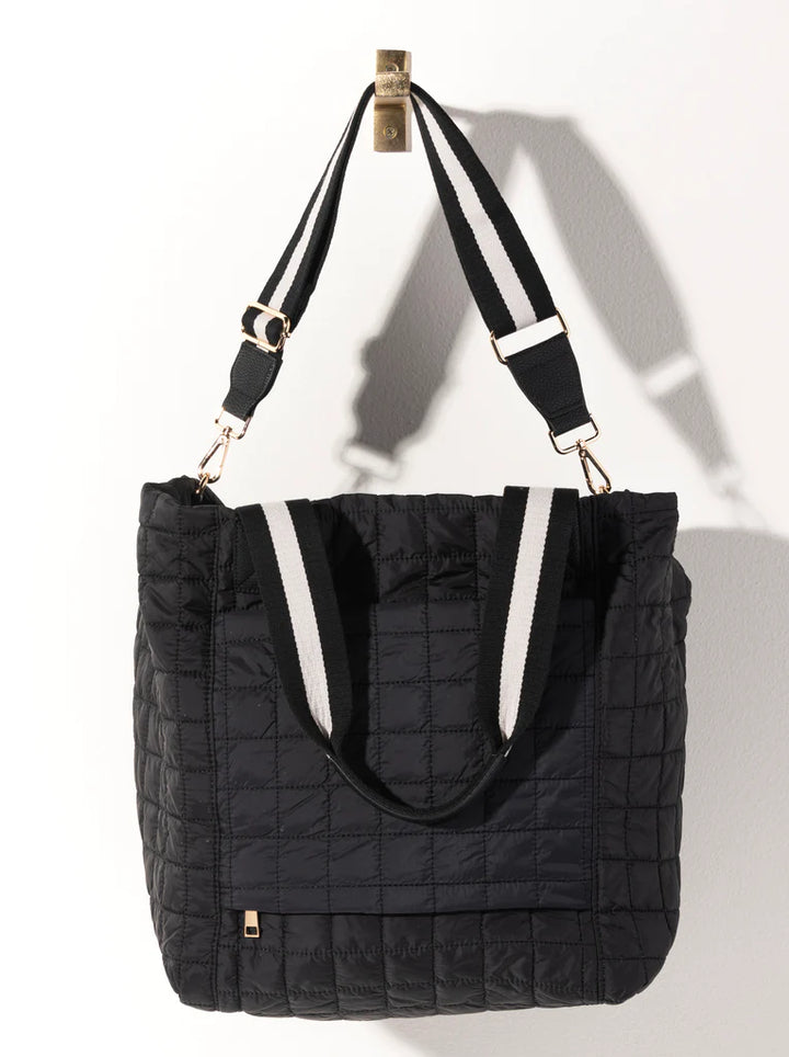 Ezra Quilted Travel Tote in Black