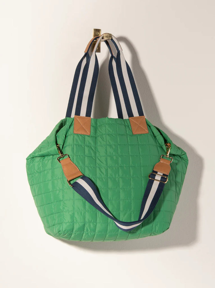 Ezra Quilted Nylon Travel Tote in Green