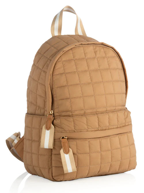 Ezra Quilted Nylon Backpack in Tan