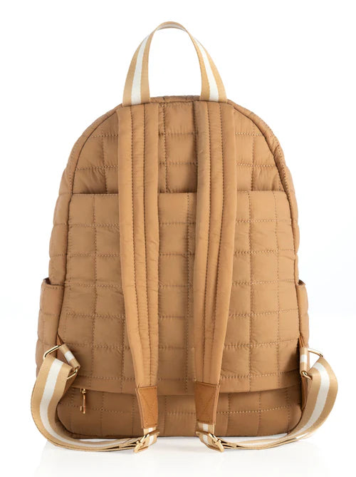 Ezra Quilted Nylon Backpack in Tan