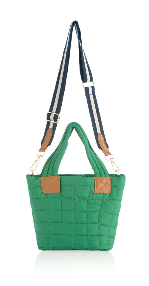 Ezra Quilted Nylon Mini Tote Cross-Body in Green