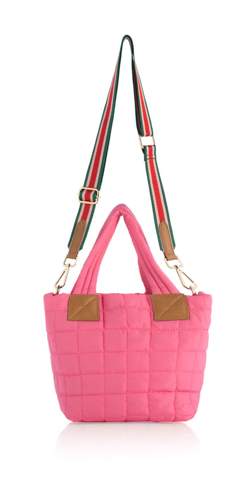 Ezra Quilted Nylon Mini Tote Cross-Body in Pink