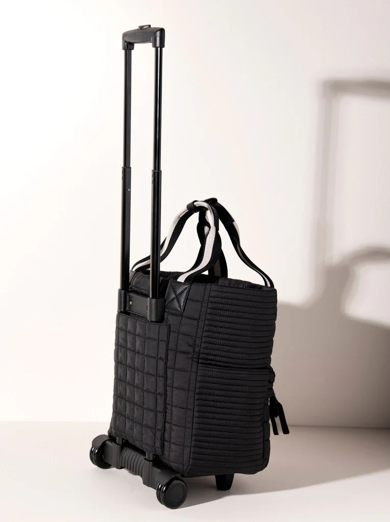 Ezra Quilted Nylon Roller Tote in Black