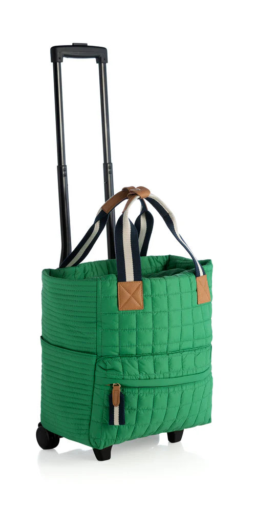 Ezra Quilted Nylon Roller Tote in Green