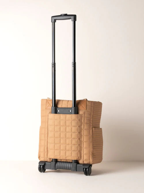 Ezra Quilted Nylon Roller Tote in Tan