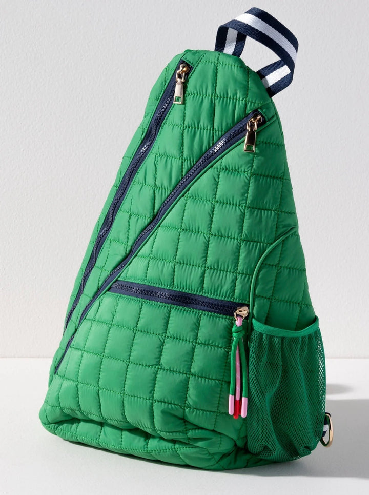 Ezra Quilted Nylon Sling Bag in Green