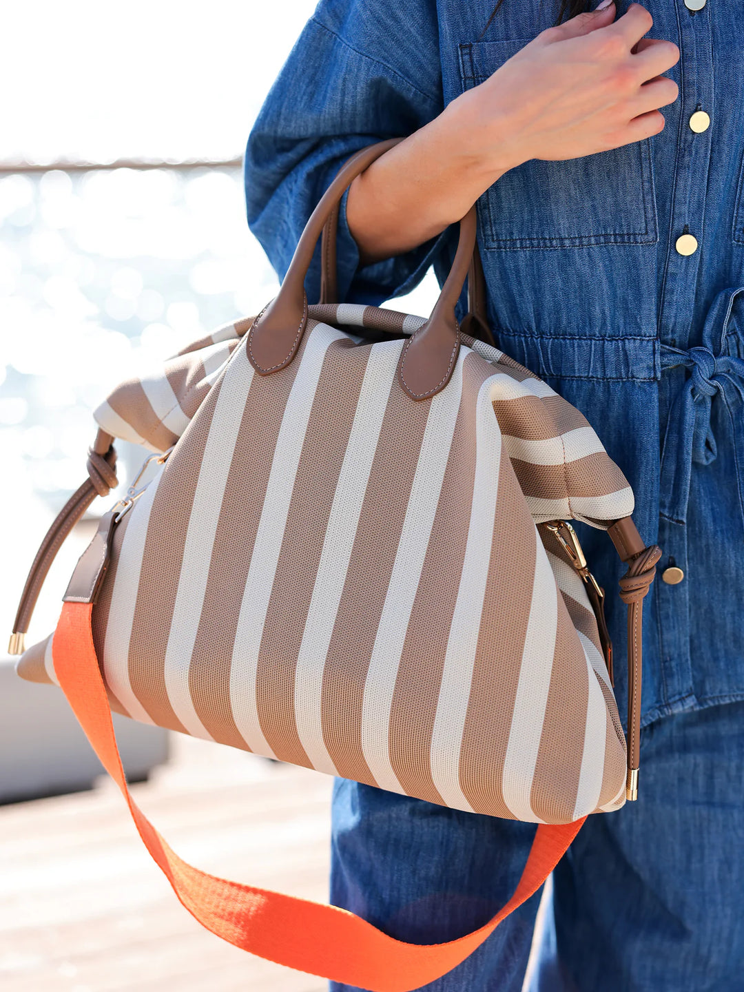 Isla Cross-Body Tote in Tan