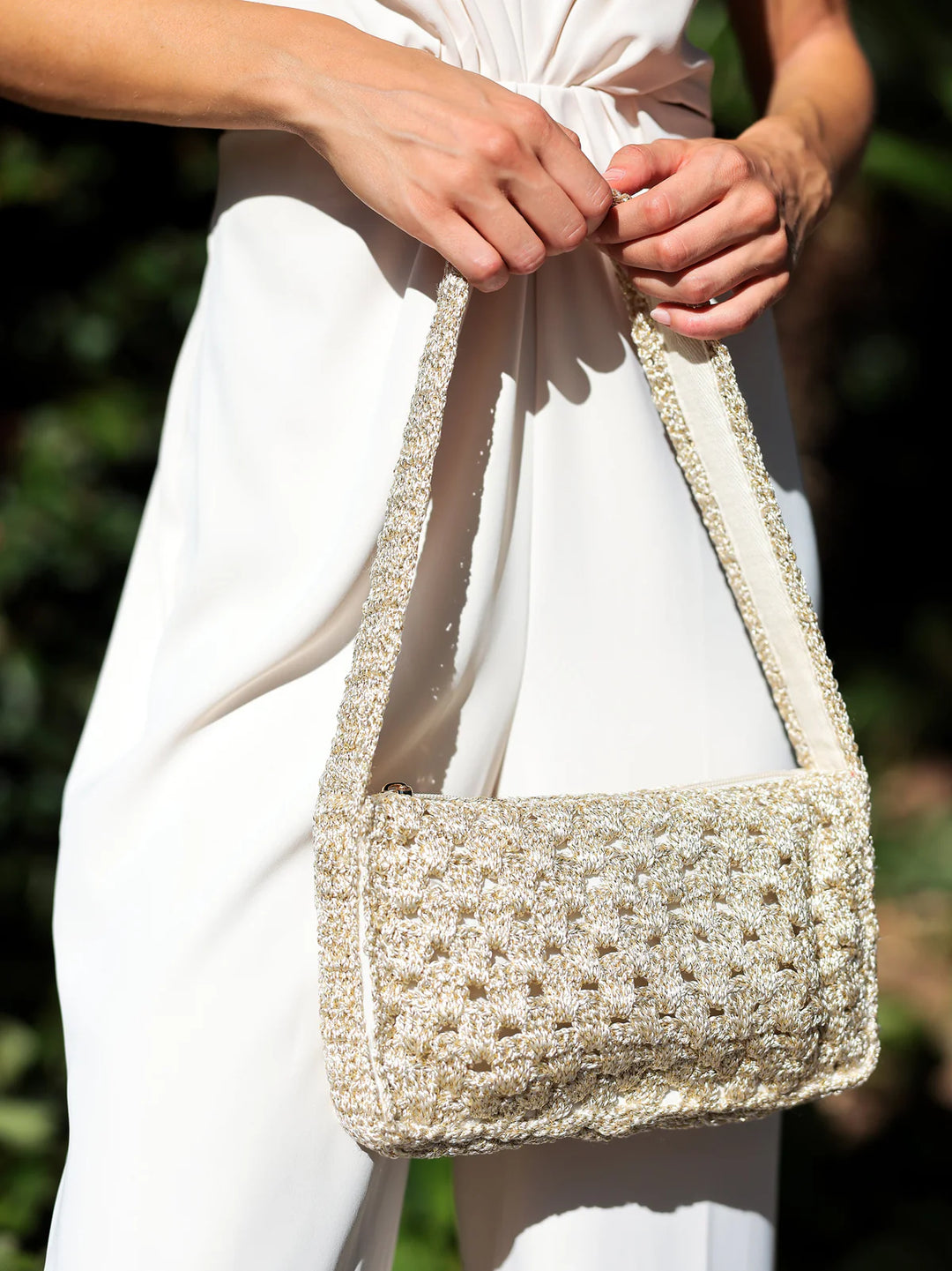 Luna Crochet Shoulder Bag in Natural