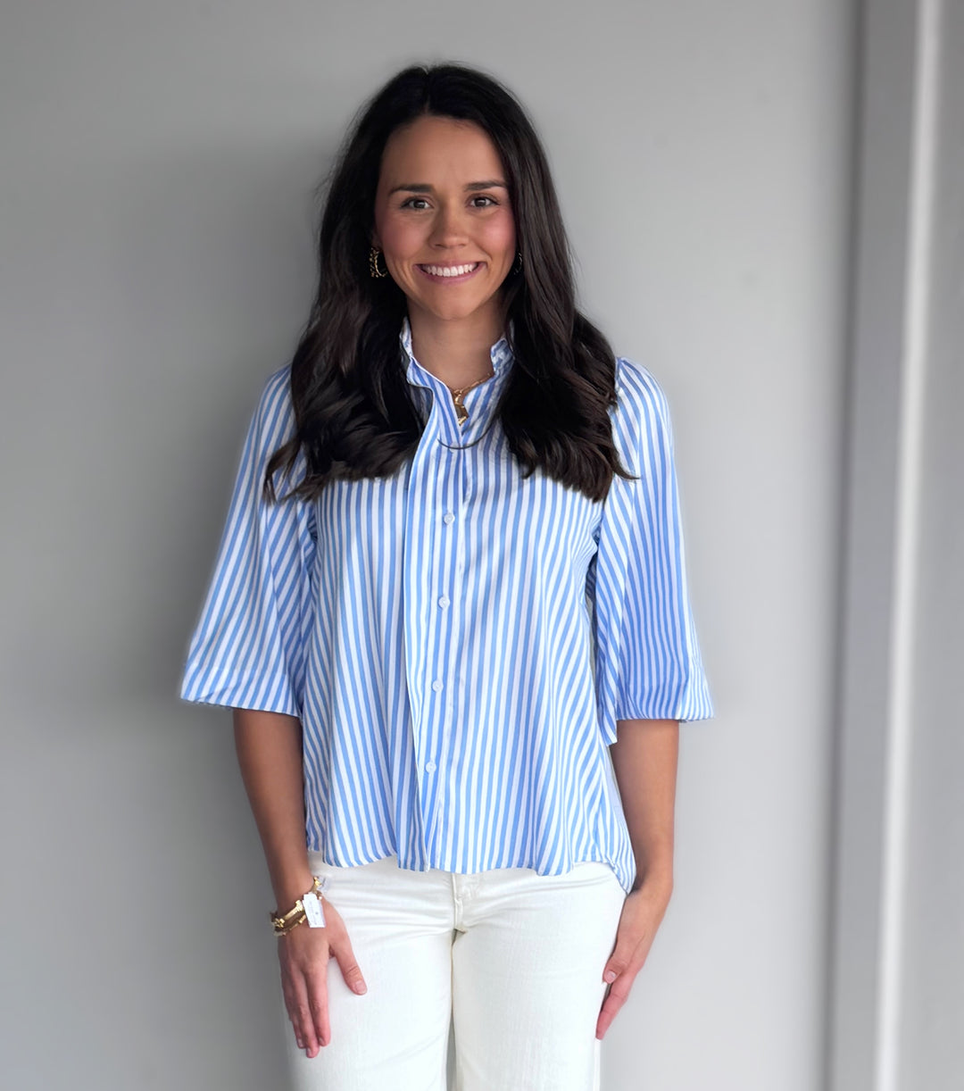 Light Blue Stripe Top