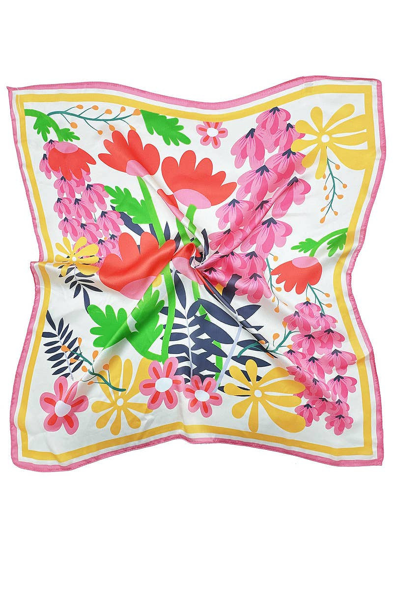 Bold Floral Print Square Scarf