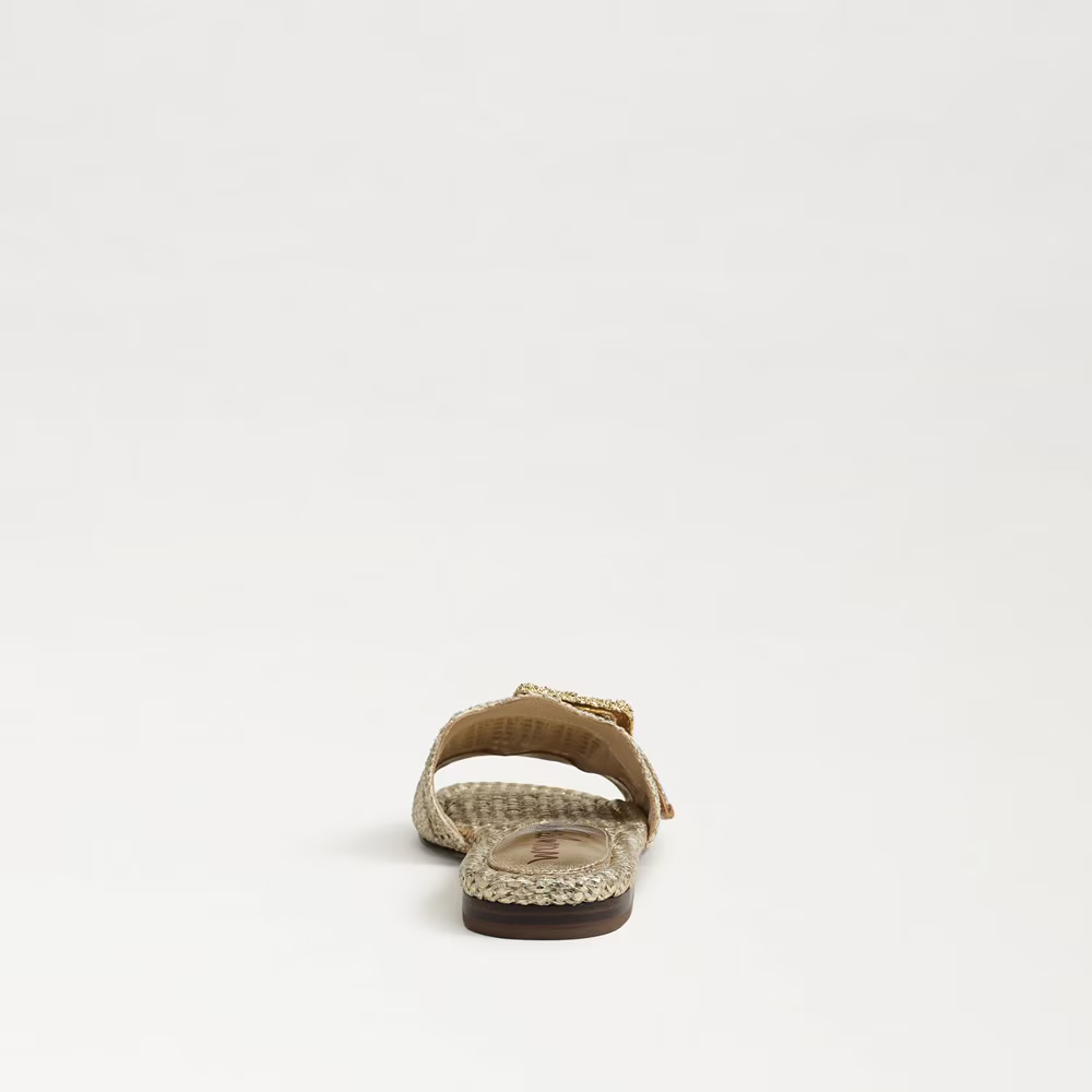 Sam Edelman Bambi Slide Sandal in Amber Gold Raffia