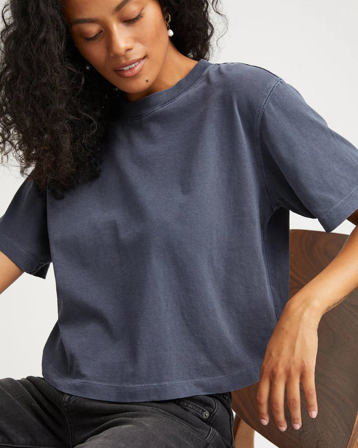 Richer Poorer Relaxed Crop Tee in Blue Steel