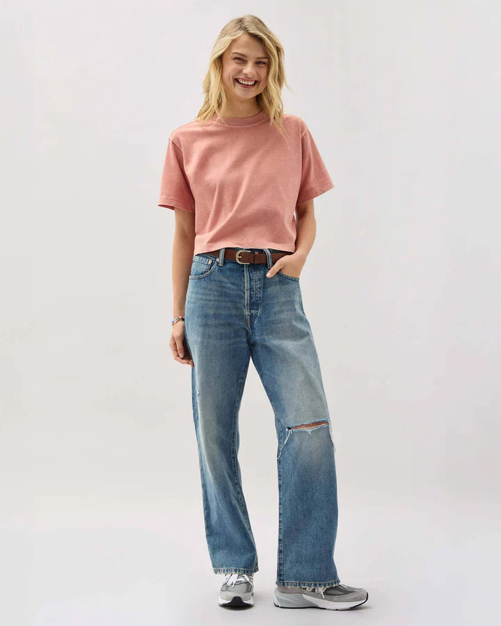 Richer Poorer Relaxed Crop Tee in Pink Sands