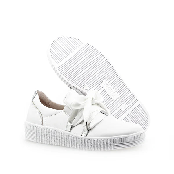 Gabor White Suede Bow Sneaker