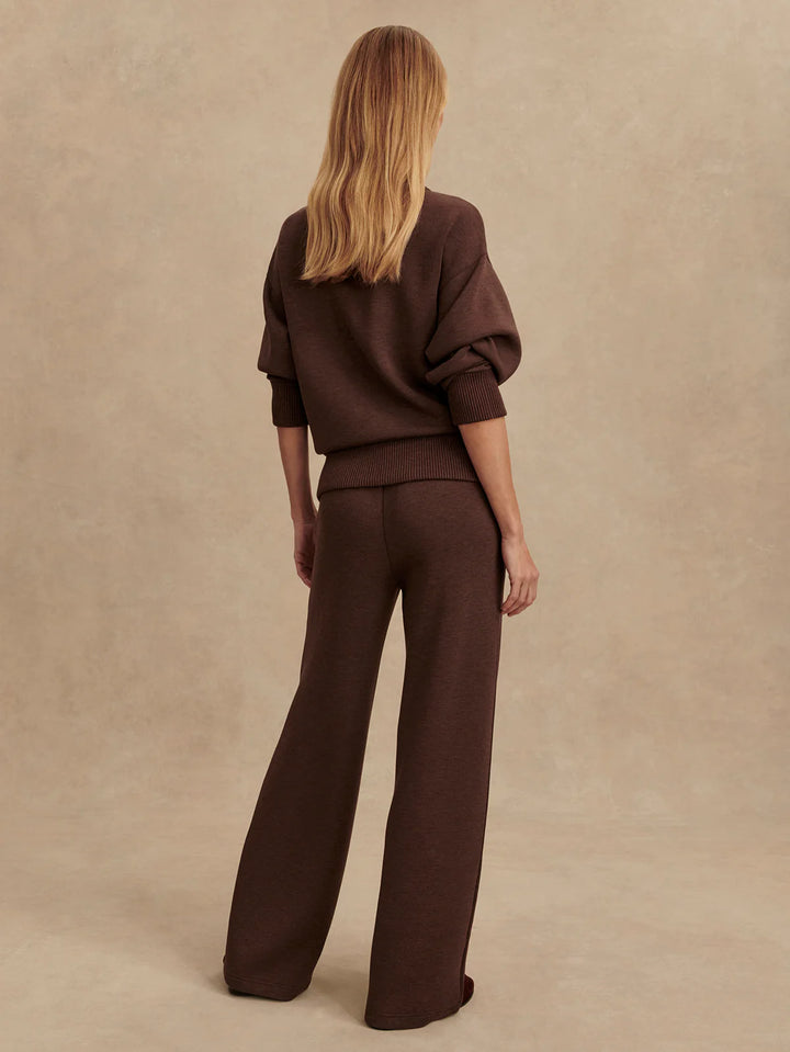 Varley The Wide Leg Pant 30" in Coffee Bean Marl