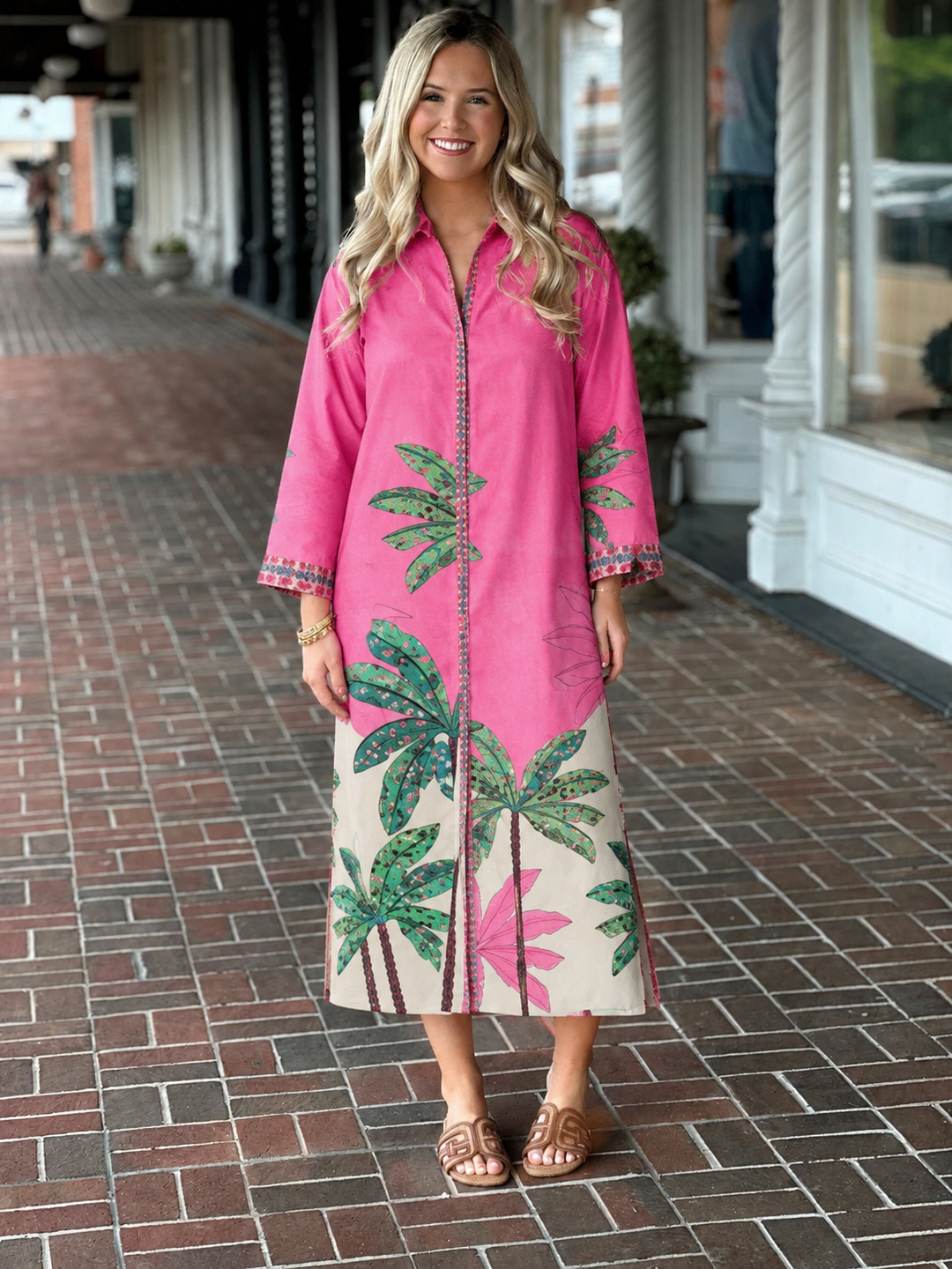 Eliza Maxi Dress in Pink Tropics