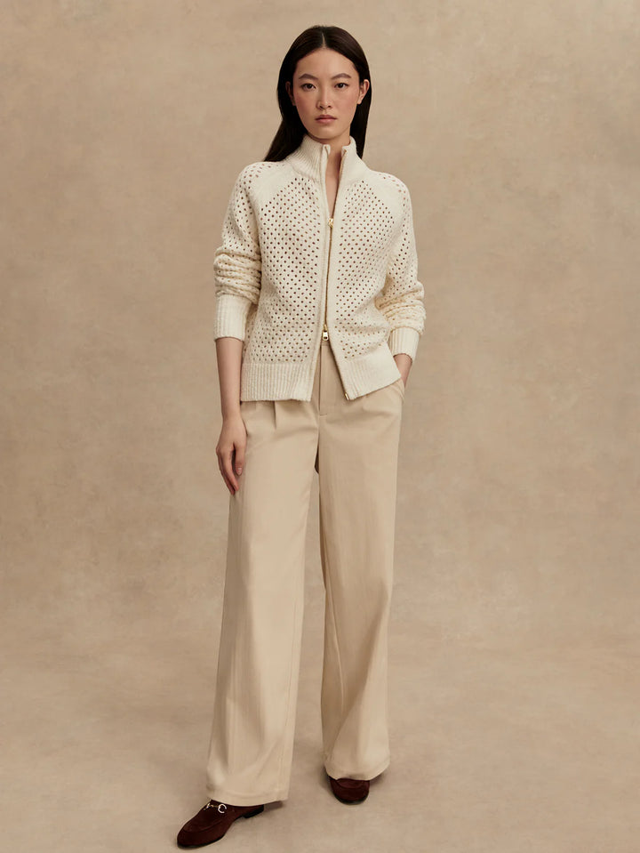 Varley Mandy Bouclé Knit Jacket in Coconut Milk